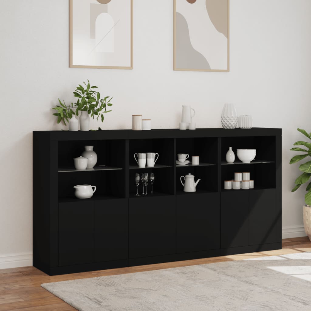 Buffet avec éclairage LED 202x37x100 cm couleur chêne