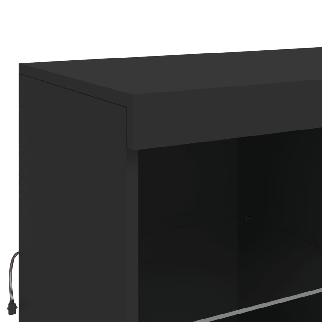 Buffet avec éclairage LED 202x37x100 cm couleur chêne