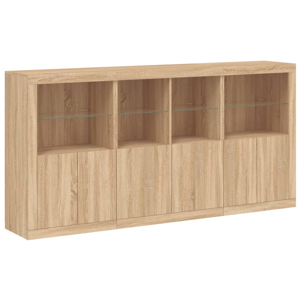 Dressoir met LED-verlichting 202x37x100 cm eikenkleurig