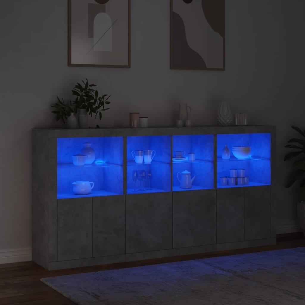 Buffet avec éclairage LED 202x37x100 cm couleur chêne