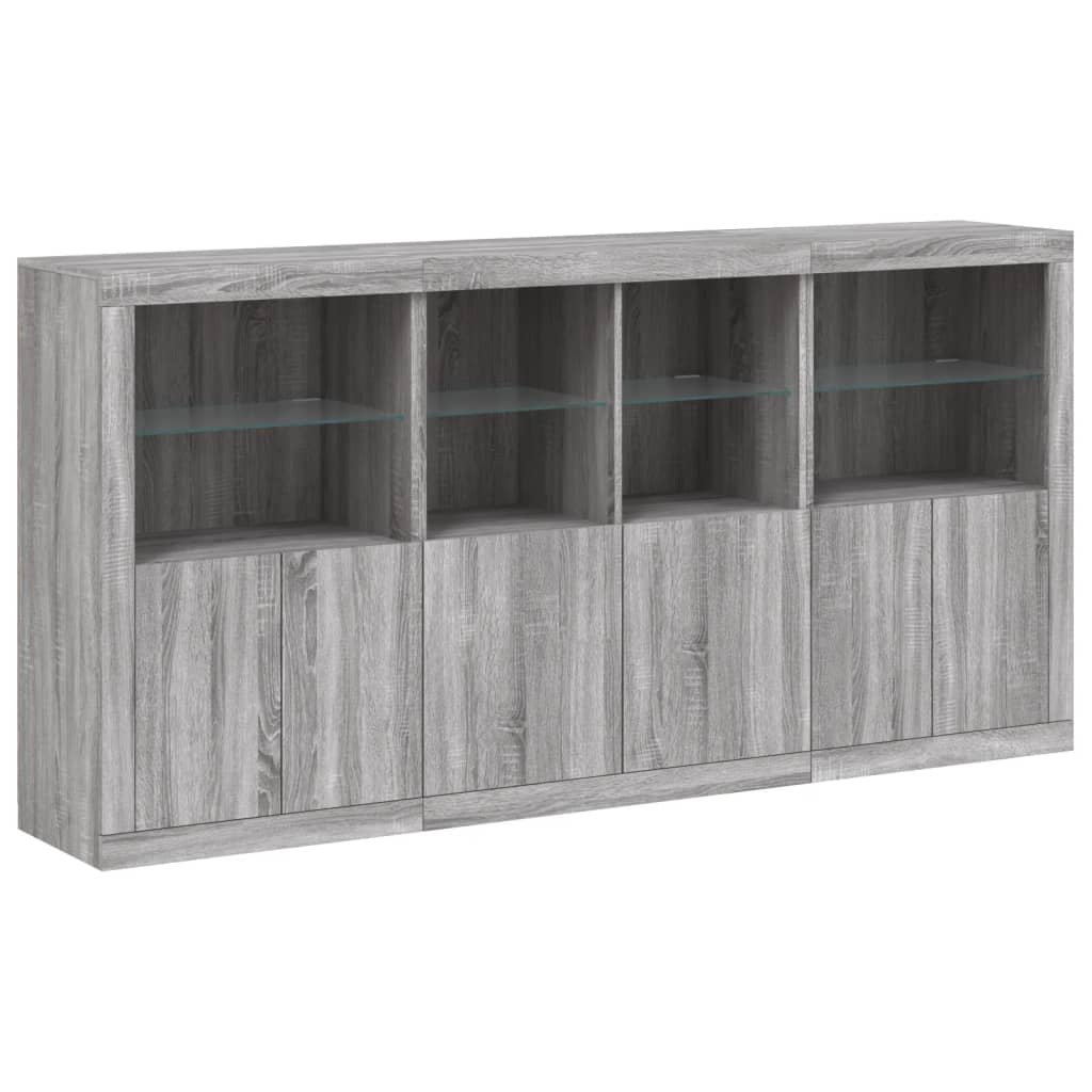 Dressoir met LED-verlichting 202x37x100 cm eikenkleurig