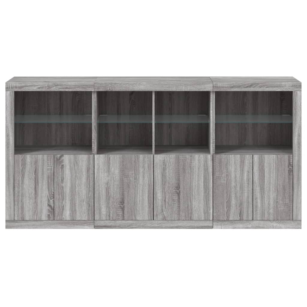 Buffet avec éclairage LED 202x37x100 cm couleur chêne