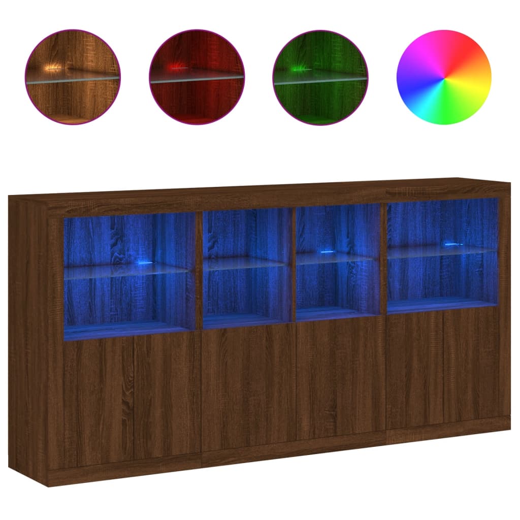 Buffet avec éclairage LED 202x37x100 cm couleur chêne