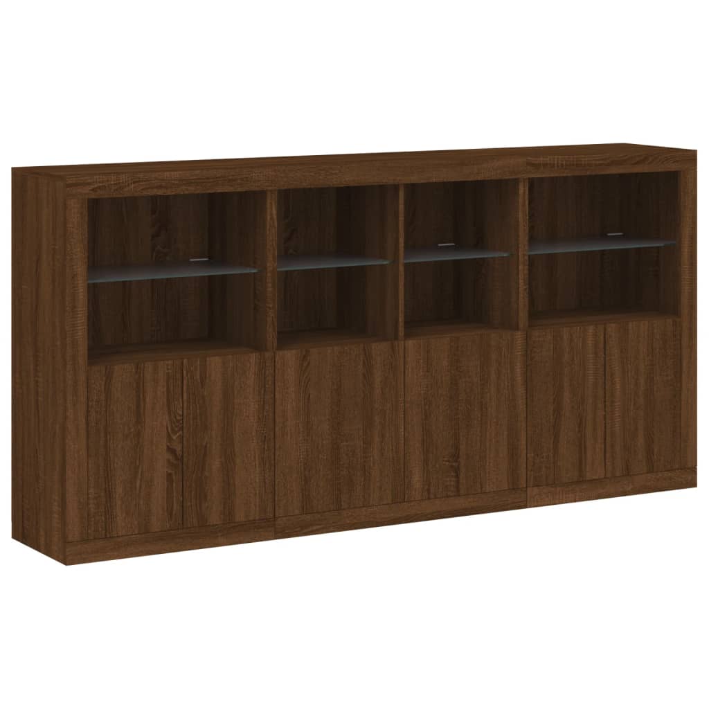 Buffet avec éclairage LED 202x37x100 cm couleur chêne