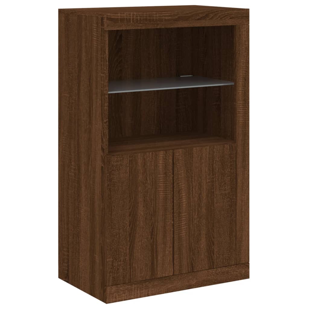 Dressoir met LED-verlichting 202x37x100 cm eikenkleurig