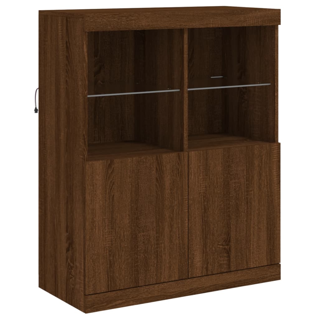 Dressoir met LED-verlichting 202x37x100 cm eikenkleurig