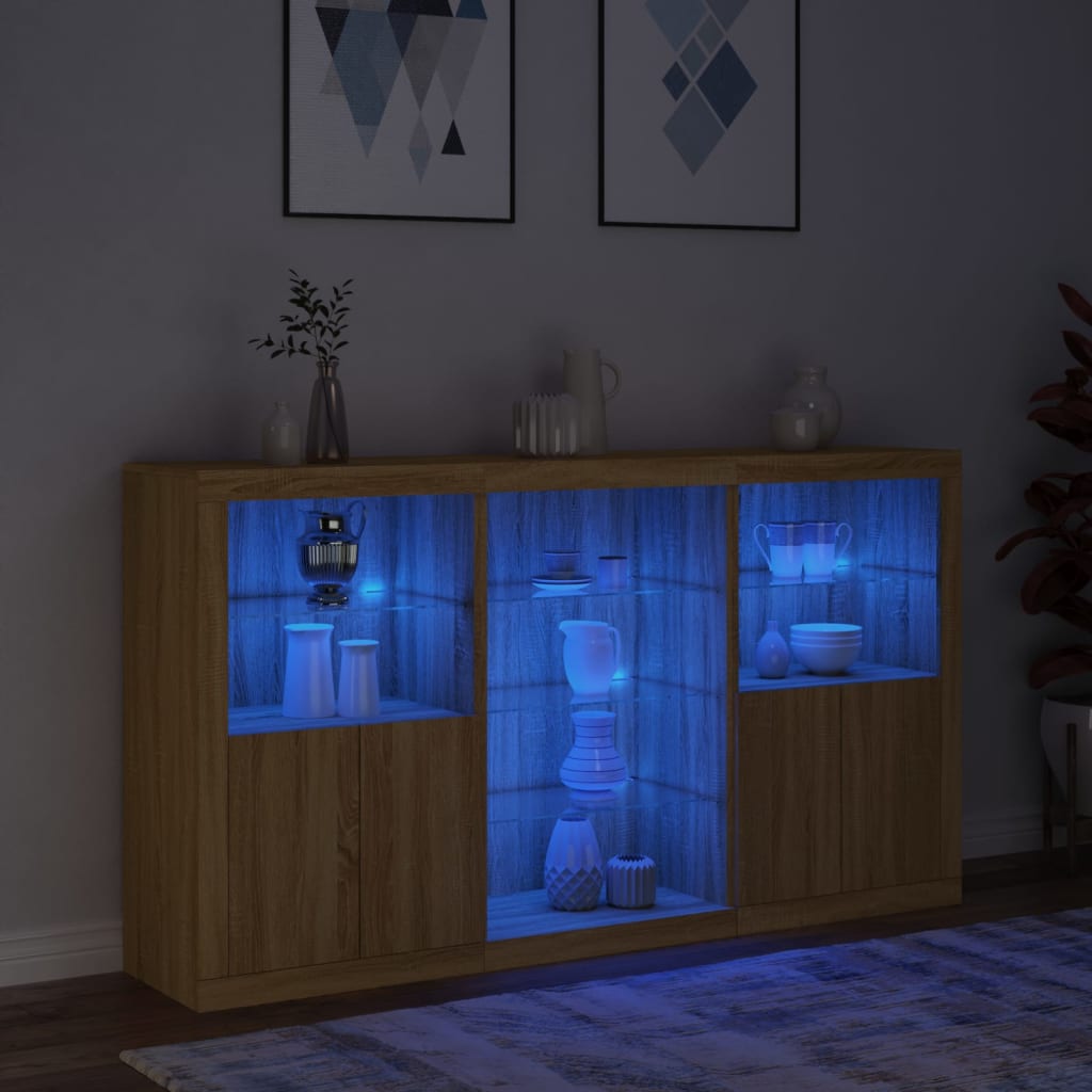 Dressoir met LED-verlichting 181,5x37x100 cm