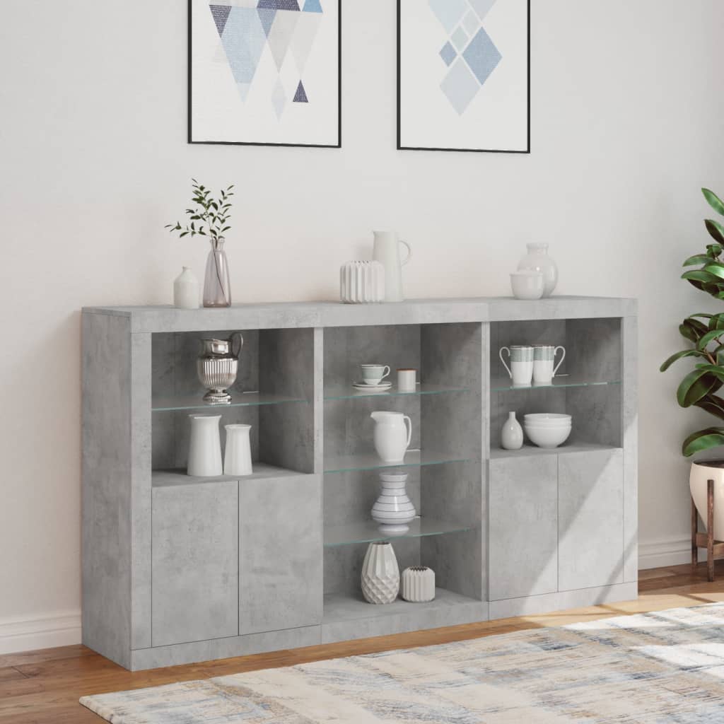 Buffet avec éclairage LED 181,5x37x100 cm chêne sonoma gris