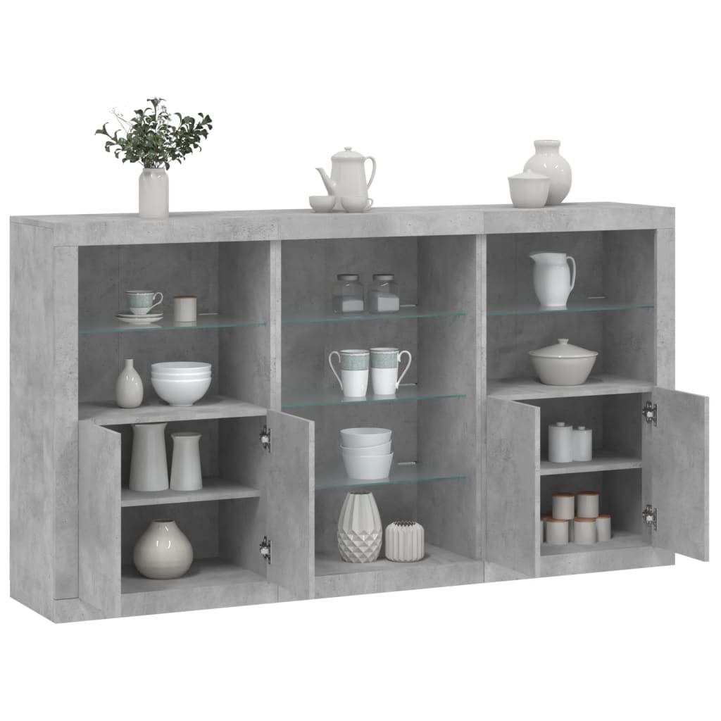 Buffet avec éclairage LED 181,5x37x100 cm chêne sonoma gris