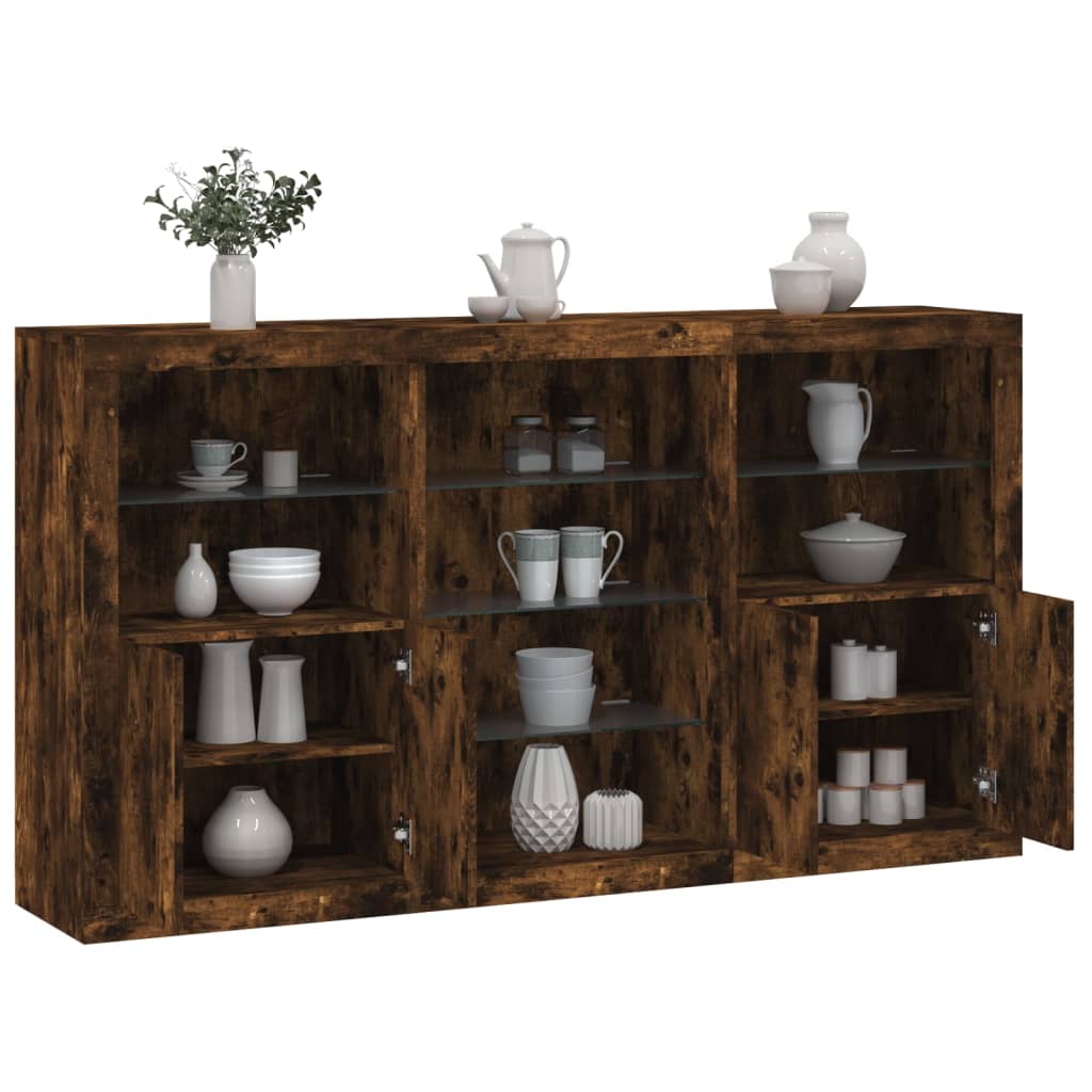 Buffet avec éclairage LED 181,5x37x100 cm chêne sonoma gris