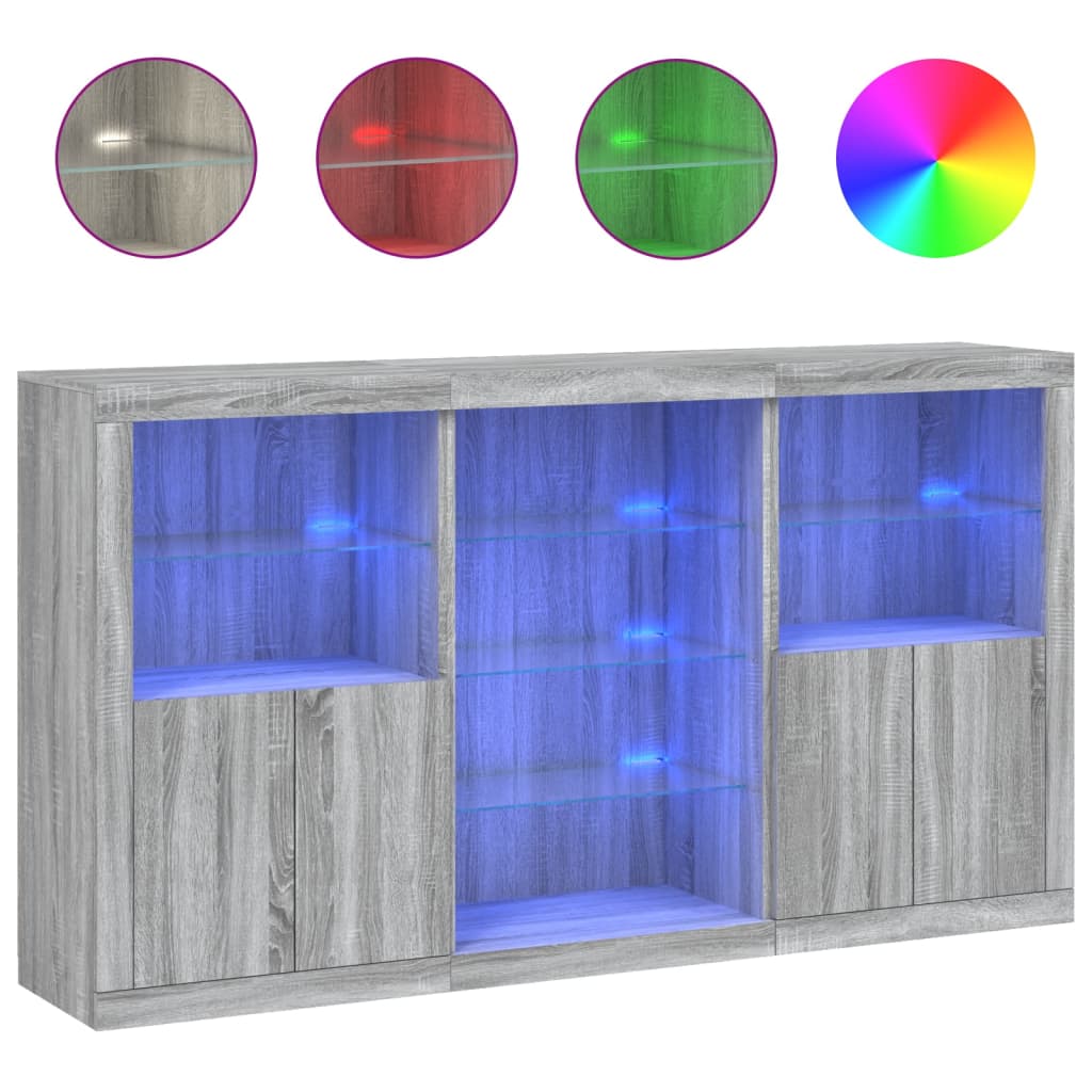 Dressoir met LED-verlichting 181,5x37x100 cm