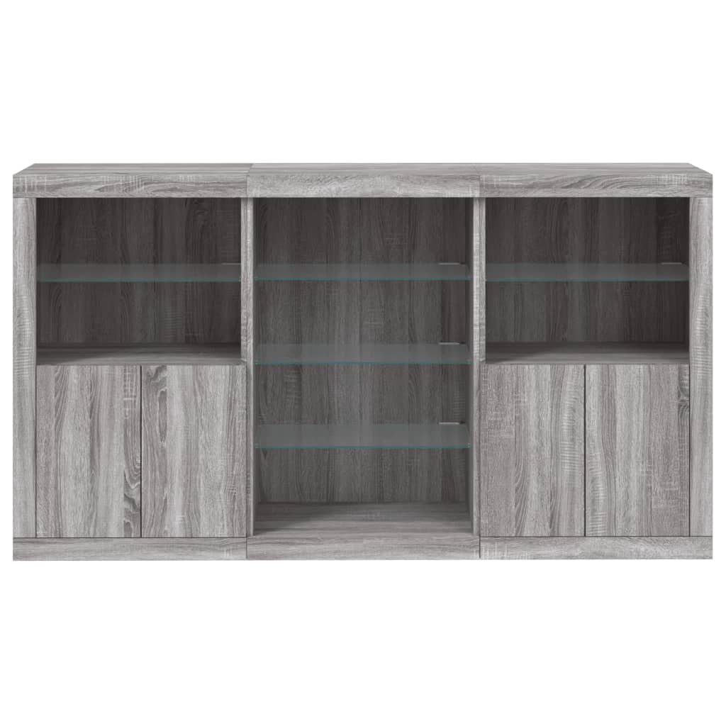 Buffet avec éclairage LED 181,5x37x100 cm chêne sonoma gris