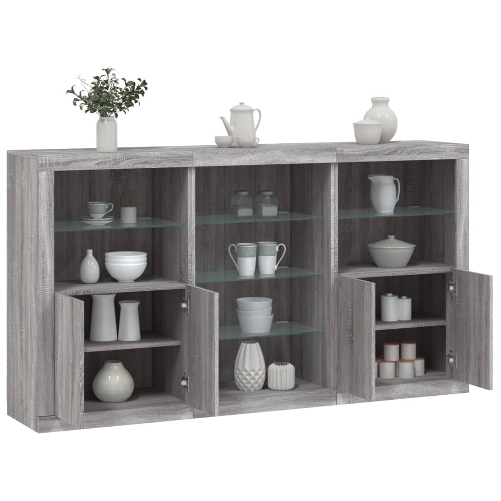 Buffet avec éclairage LED 181,5x37x100 cm chêne sonoma gris