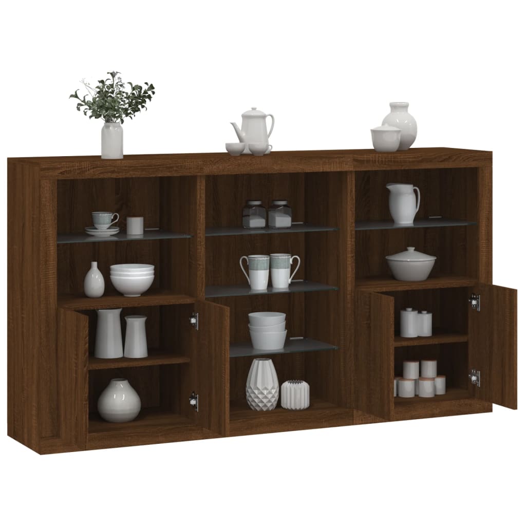 Buffet avec éclairage LED 181,5x37x100 cm chêne sonoma gris