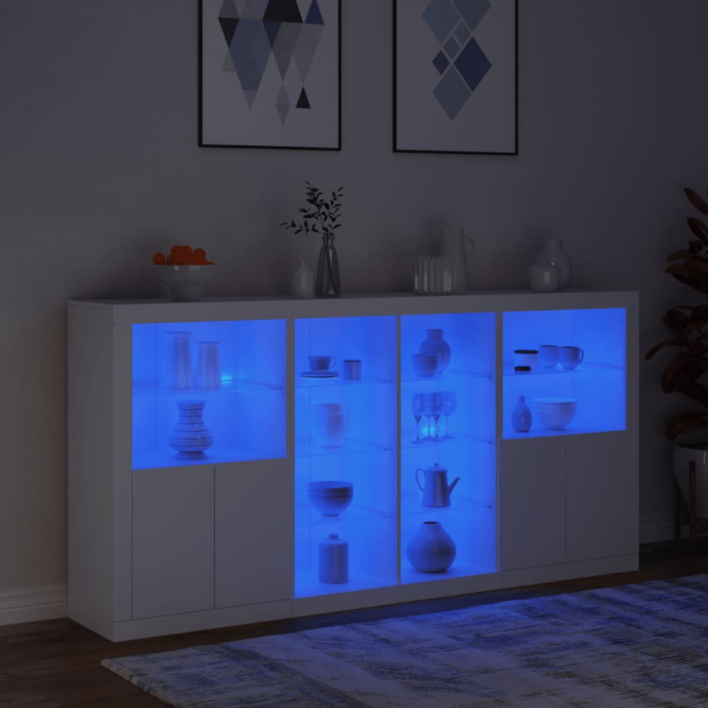 Buffet avec éclairage LED 202x37x100 cm couleur chêne