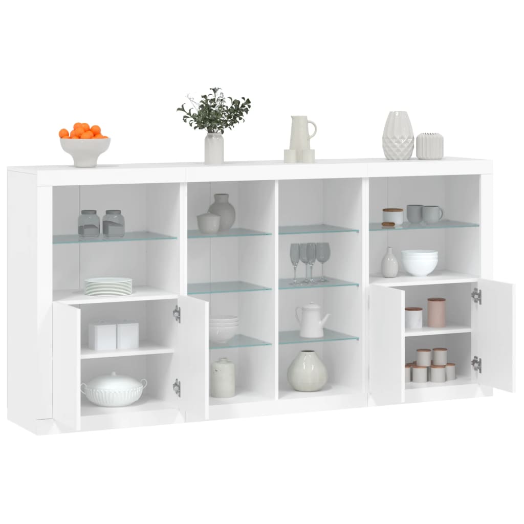 Buffet avec éclairage LED 202x37x100 cm chêne sonoma gris