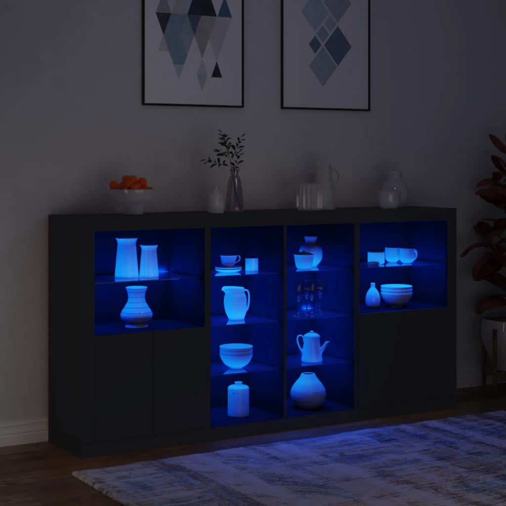 Buffet avec éclairage LED 202x37x100 cm couleur chêne