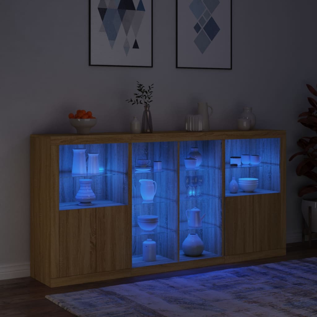 Dressoir met LED-verlichting 202x37x100 cm