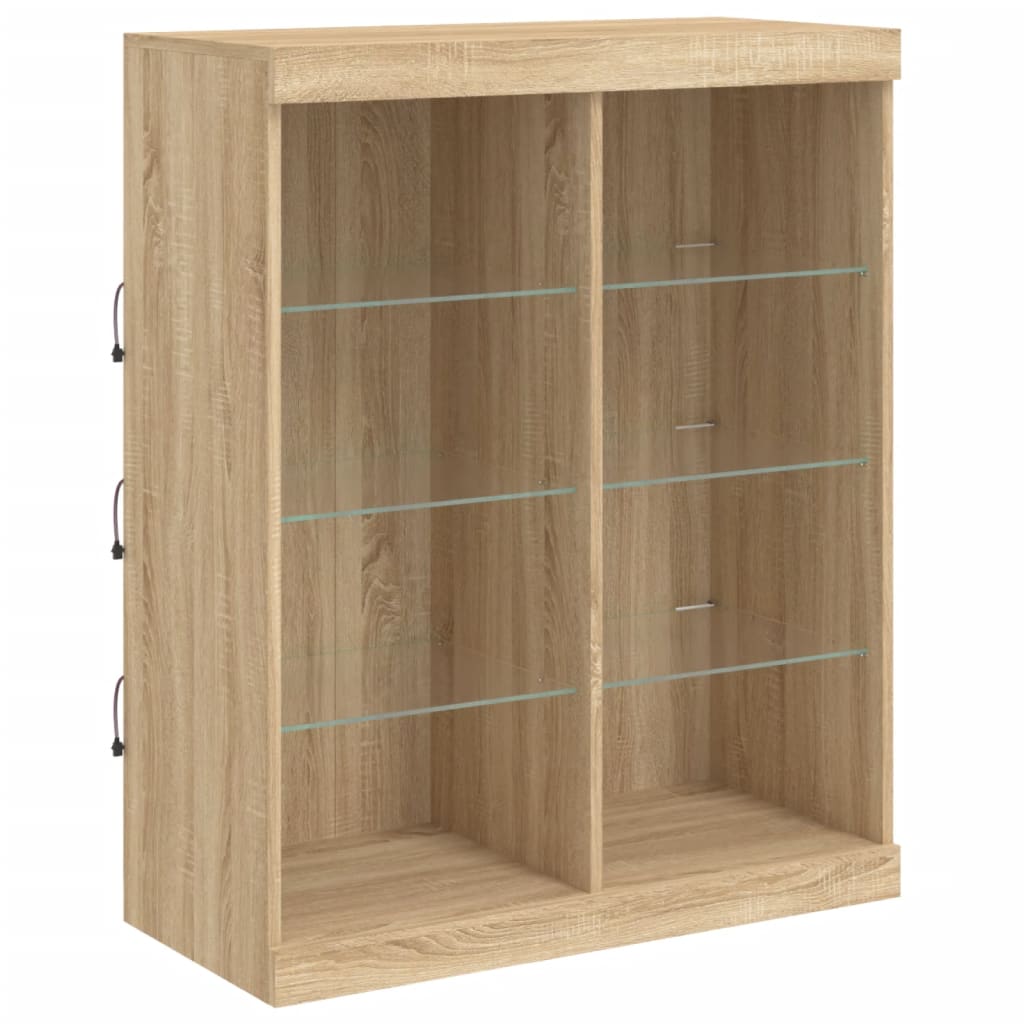 Dressoir met LED-verlichting 202x37x100 cm eikenkleurig