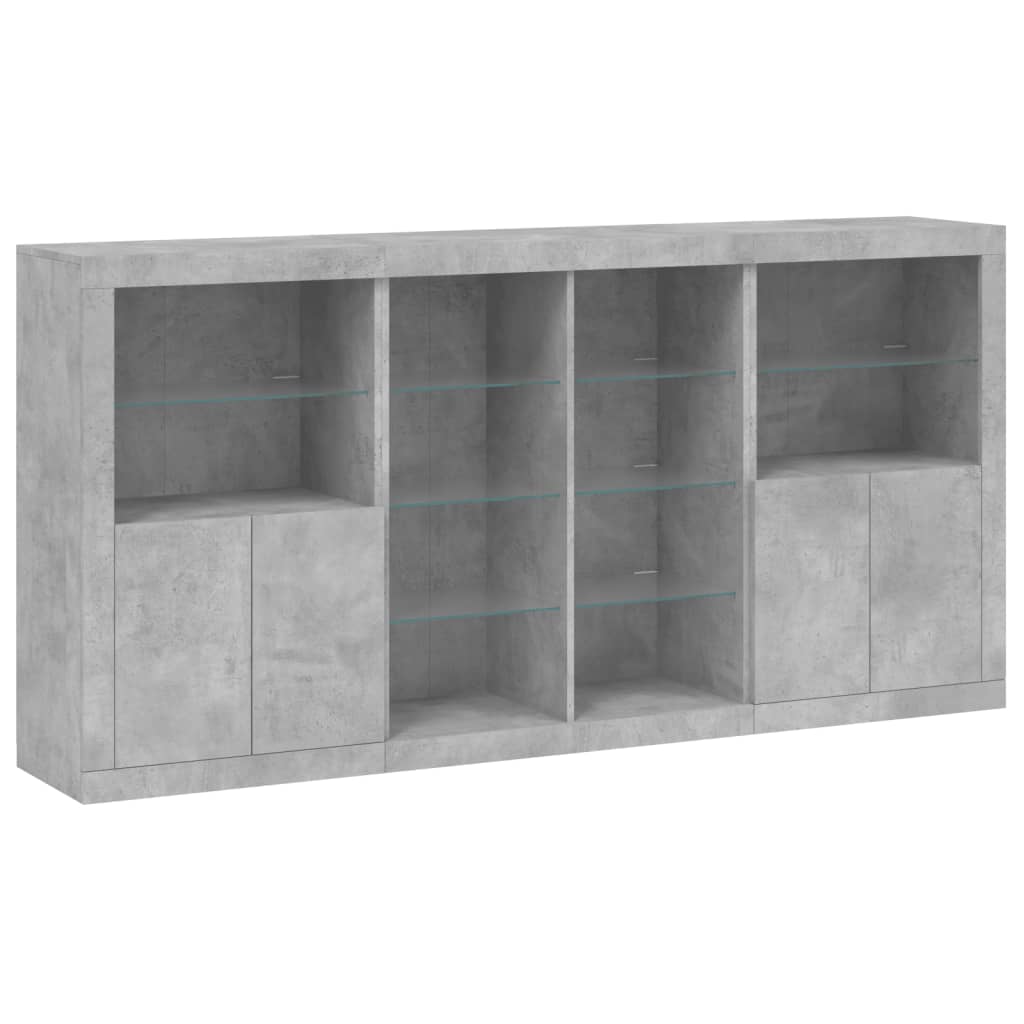 Buffet avec éclairage LED 202x37x100 cm chêne sonoma gris