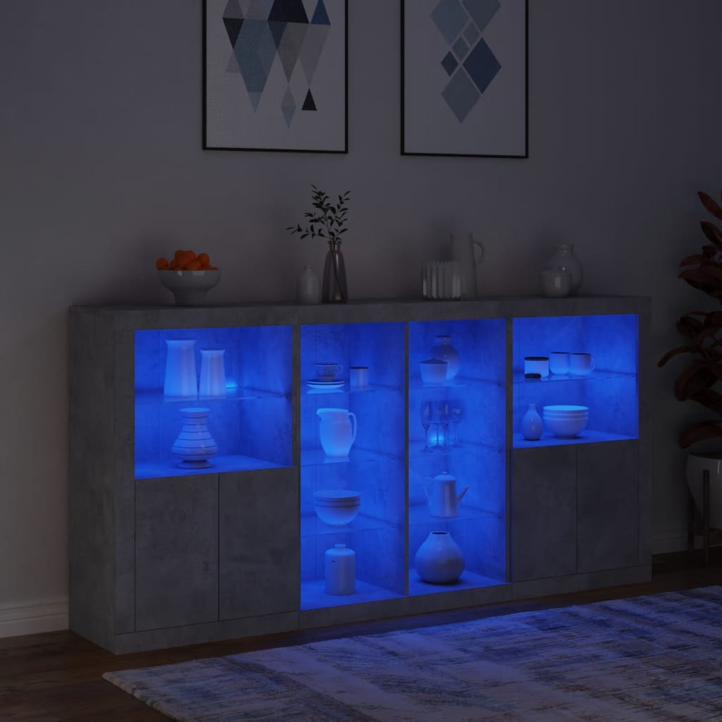 Buffet avec éclairage LED 202x37x100 cm couleur chêne