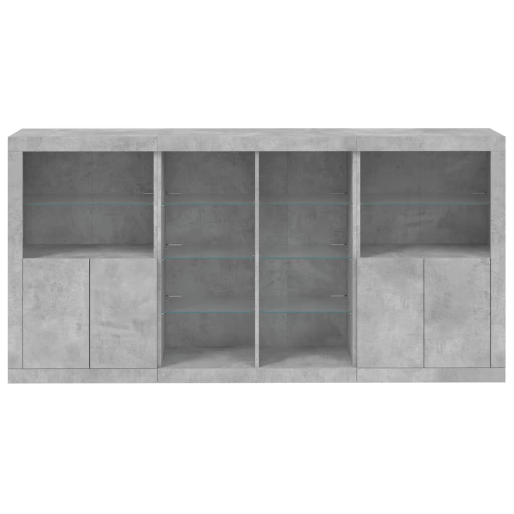 Buffet avec éclairage LED 202x37x100 cm chêne sonoma gris