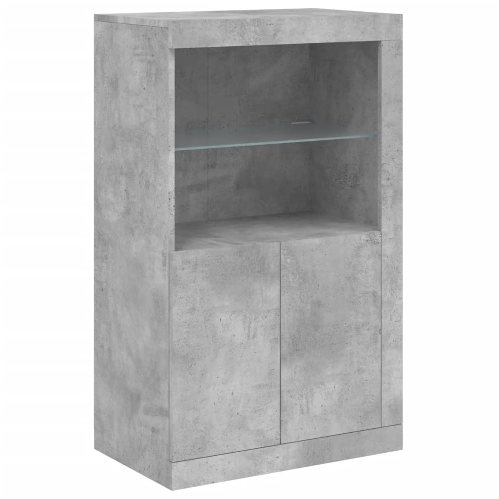 Buffet avec éclairage LED 202x37x100 cm chêne sonoma gris