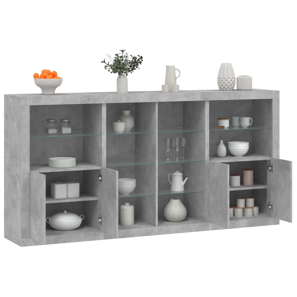 Buffet avec éclairage LED 202x37x100 cm chêne sonoma gris