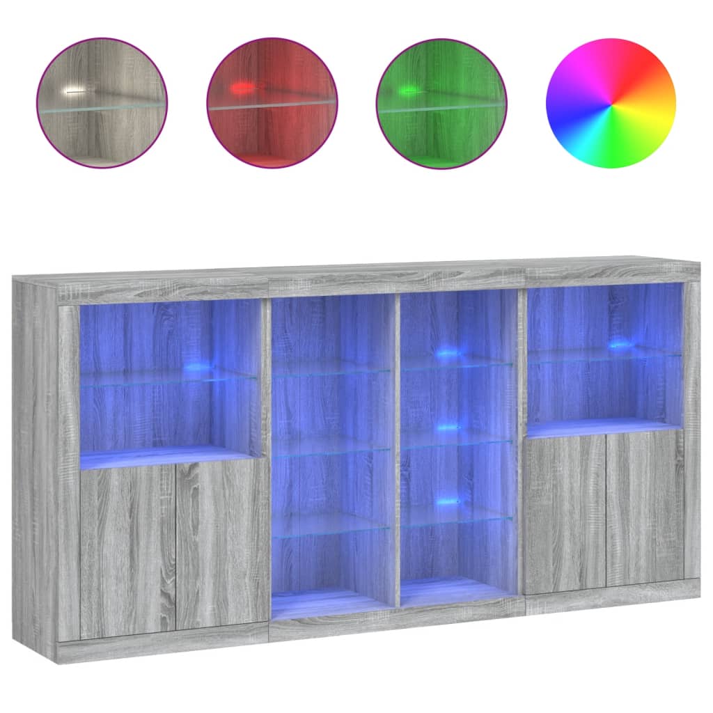 Dressoir met LED-verlichting 202x37x100 cm