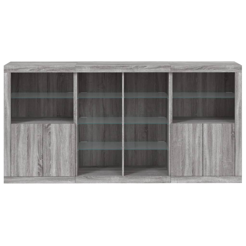 Buffet avec éclairage LED 202x37x100 cm couleur chêne