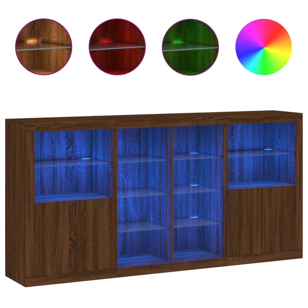 Dressoir met LED-verlichting 202x37x100 cm eikenkleurig