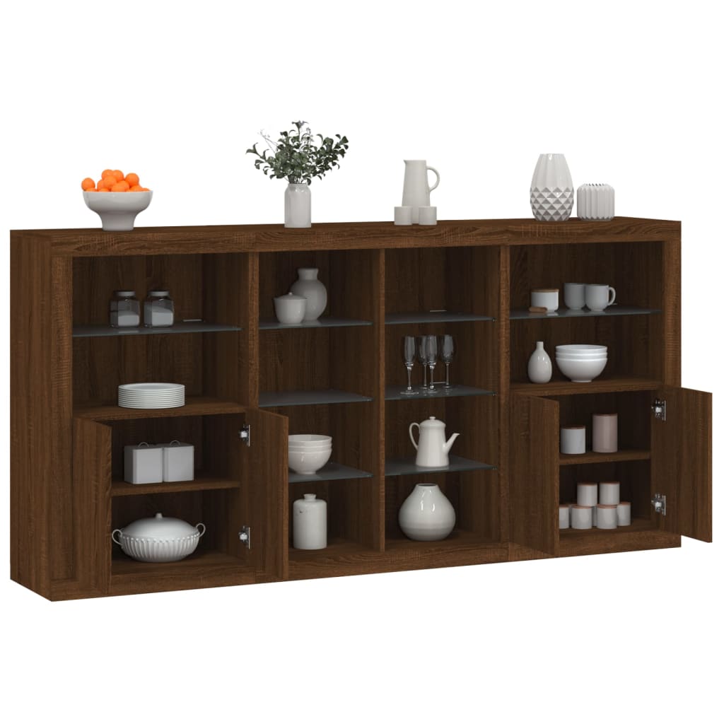 Buffet avec éclairage LED 202x37x100 cm chêne sonoma gris