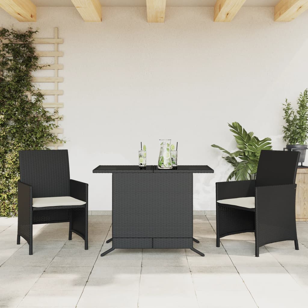 3-delige Bistroset met kussens poly rattan