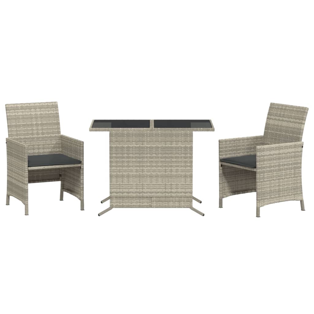 3-delige Bistroset met kussens poly rattan