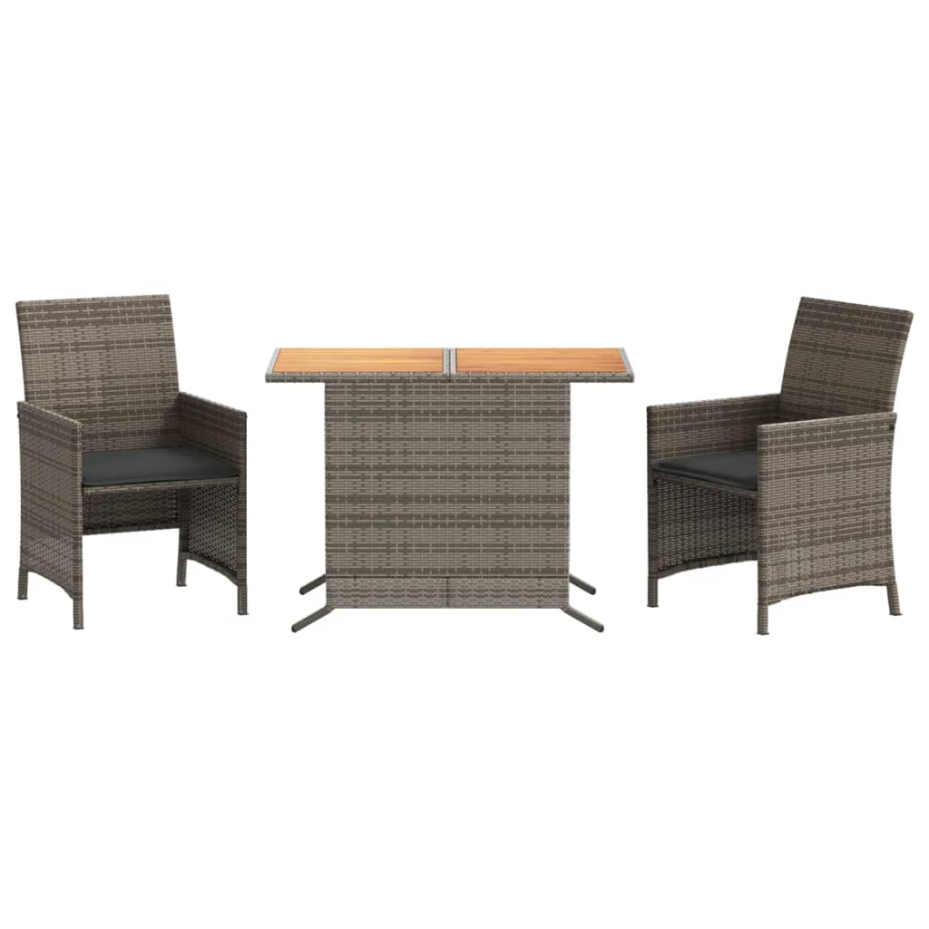 3-delige Bistroset met kussens poly rattan