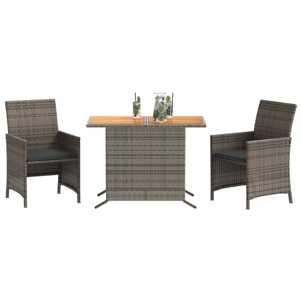 3-delige Bistroset met kussens poly rattan