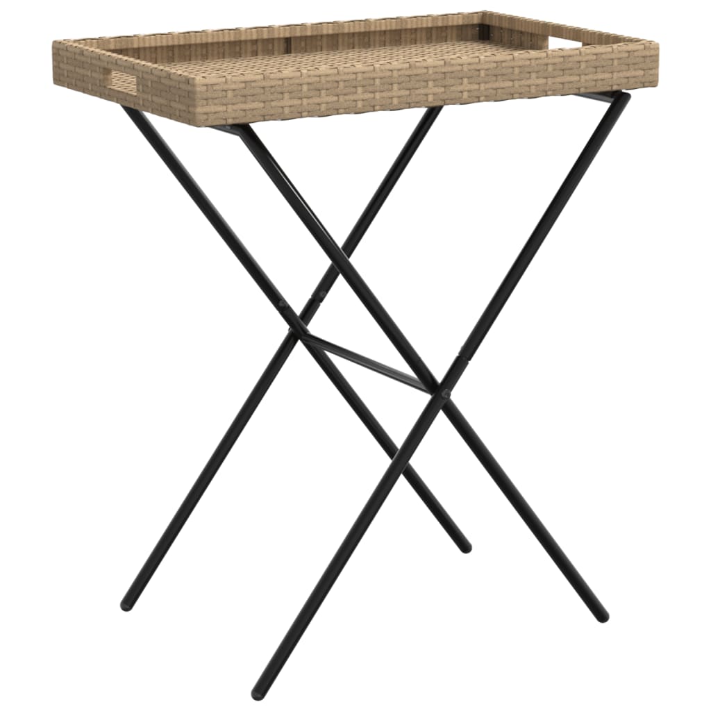 Table plateau pliante 65x40x75 cm poly rotin