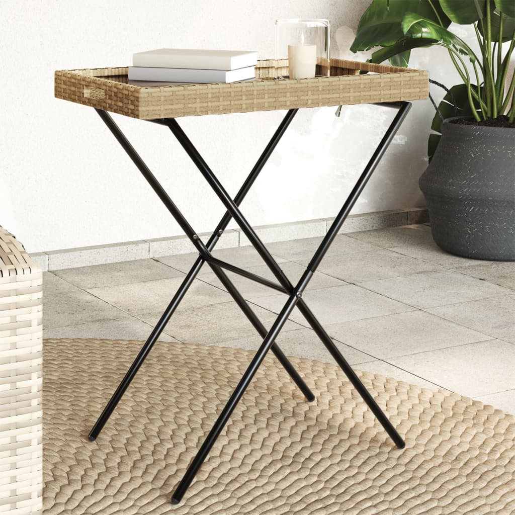 Table plateau pliante 65x40x75 cm poly rotin