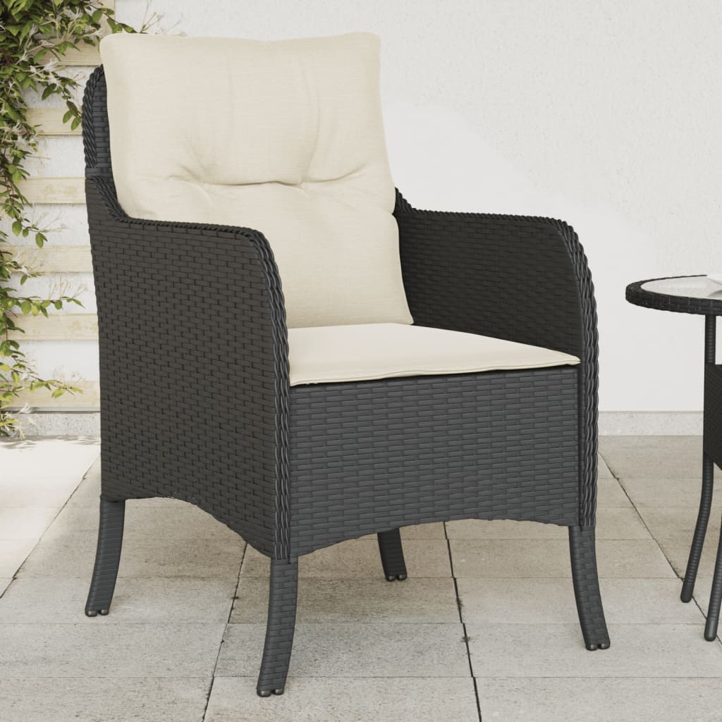 Tuinstoelen 2 st met kussens poly rattan