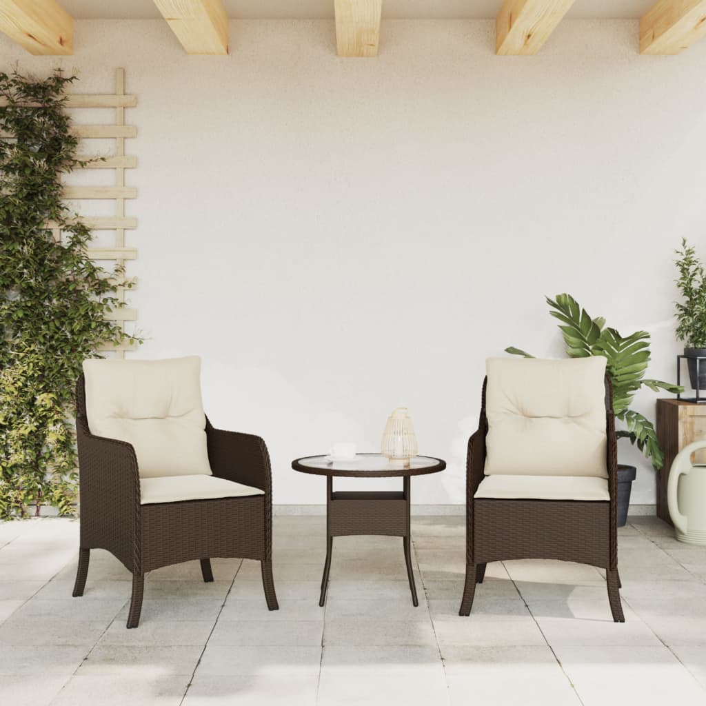 Chaises de jardin 2 pcs avec coussins en polyrotin