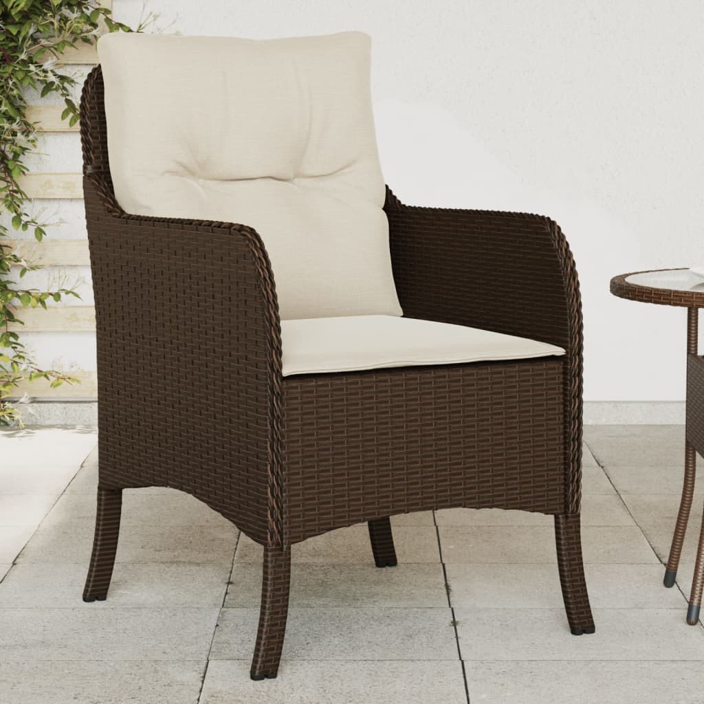 Tuinstoelen 2 st met kussens poly rattan