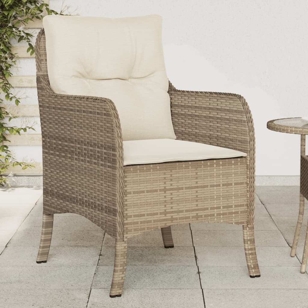 Tuinstoelen 2 st met kussens poly rattan