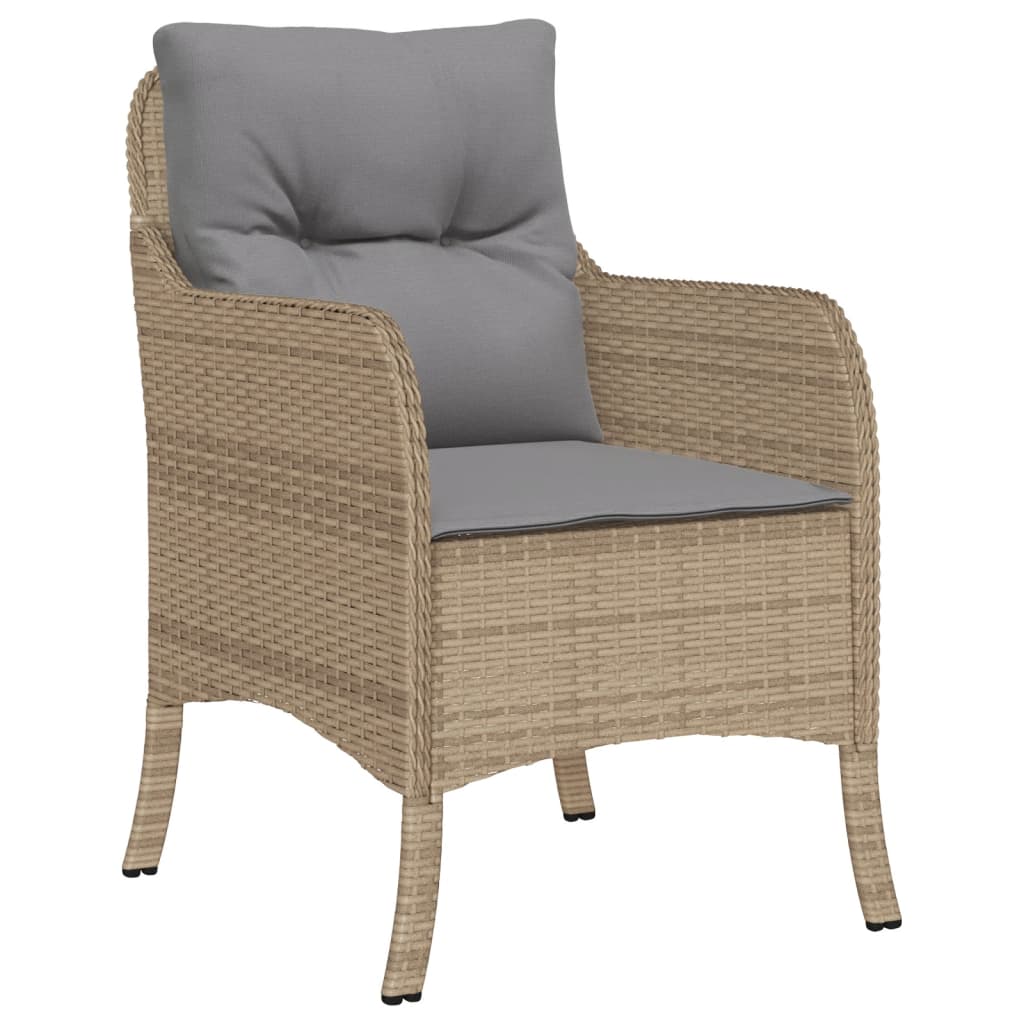 Tuinstoelen 2 st met kussens poly rattan