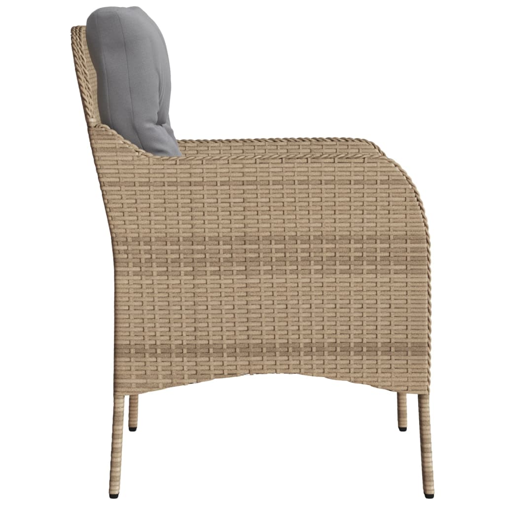 Tuinstoelen 2 st met kussens poly rattan