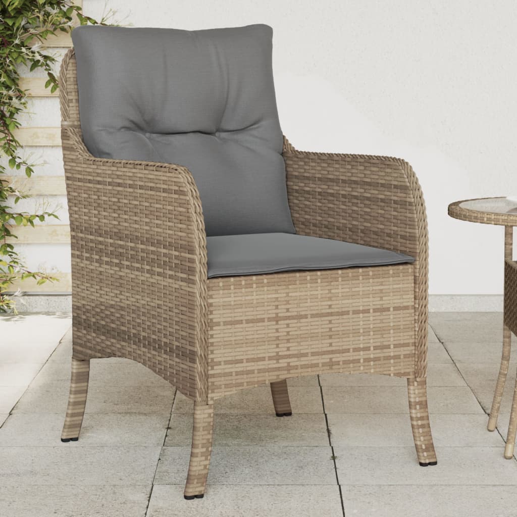 Tuinstoelen 2 st met kussens poly rattan