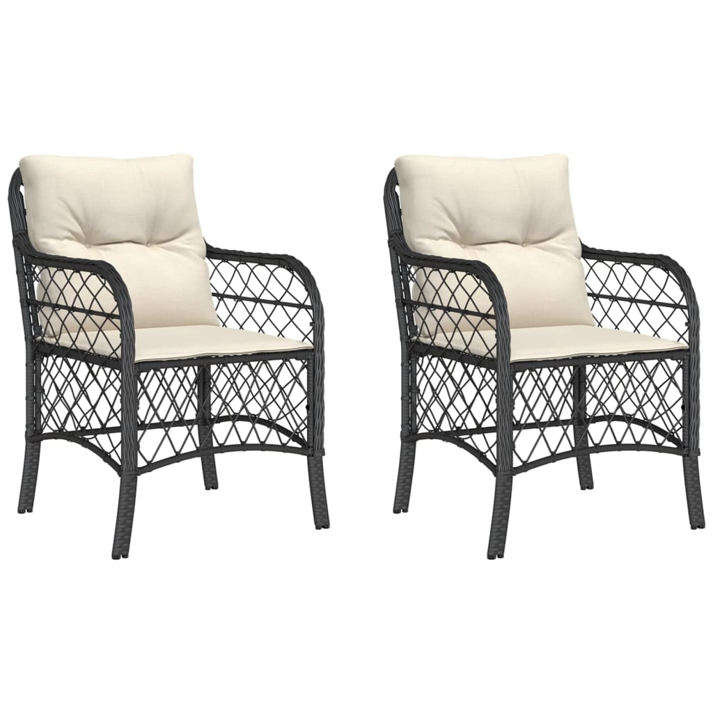 Chaises de jardin 2 pcs avec coussins en polyrotin