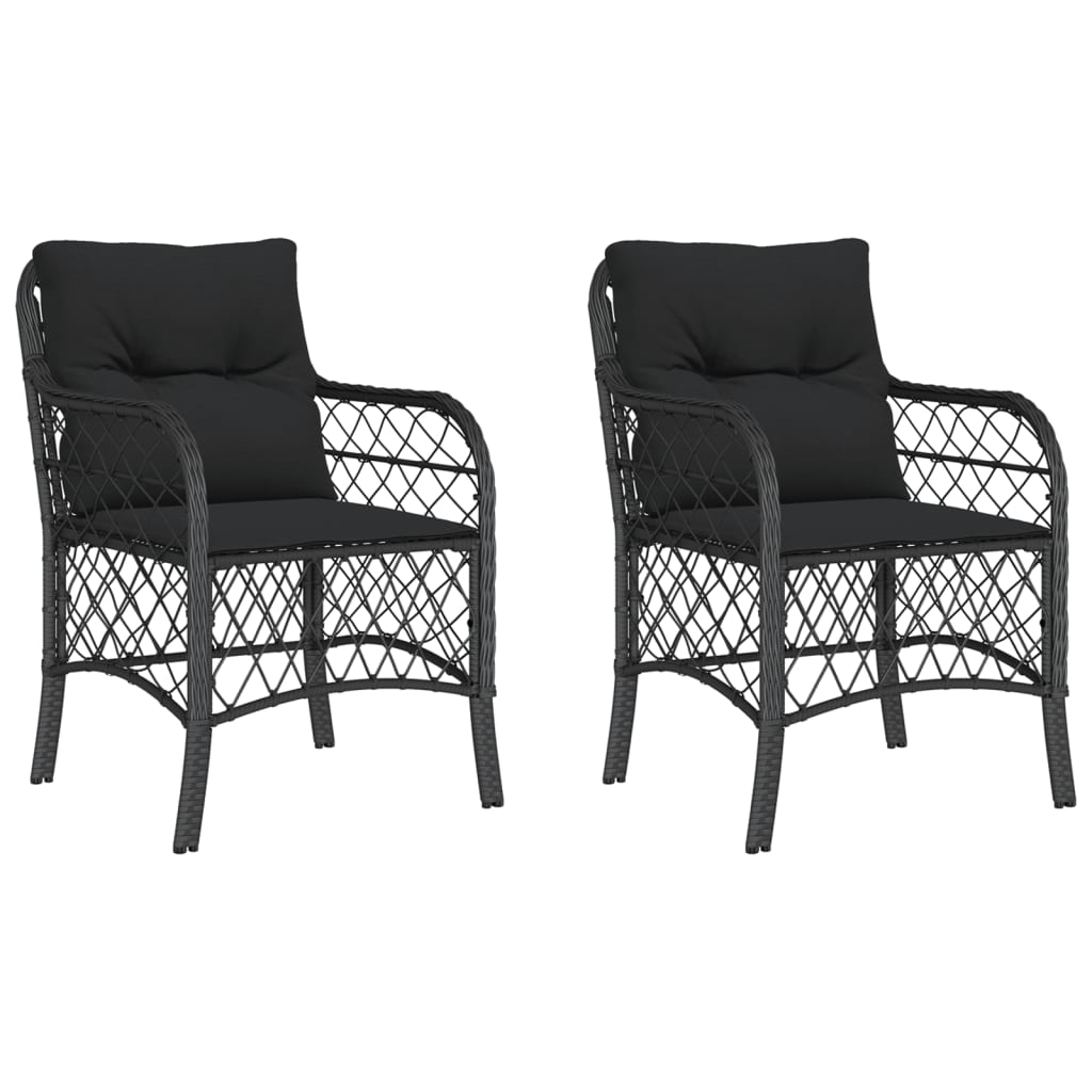 Chaises de jardin 2 pcs avec coussins en polyrotin