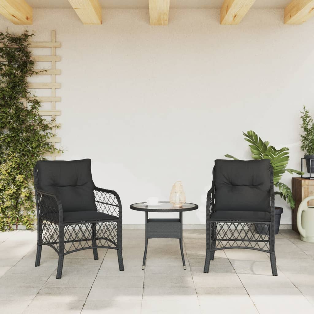 Chaises de jardin 2 pcs avec coussins en polyrotin