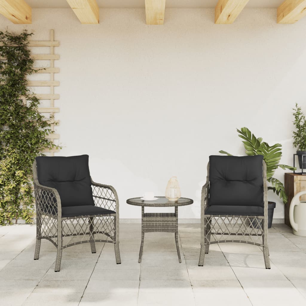 Chaises de jardin 2 pcs avec coussins en polyrotin