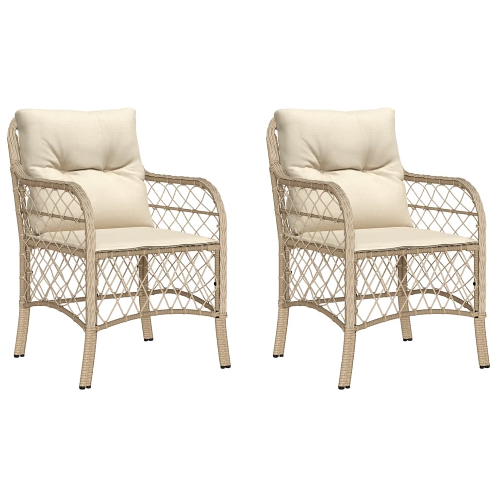 Chaises de jardin 2 pcs avec coussins en polyrotin